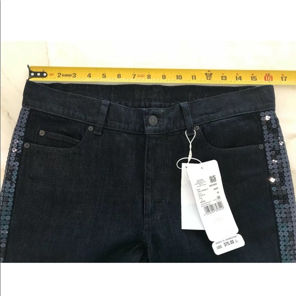 ESCADA SPORT LINDA BLUE SEQUINS CROPPED JEANS SIZE US 8 / 38 NWOTS! - Picture 12 of 16
